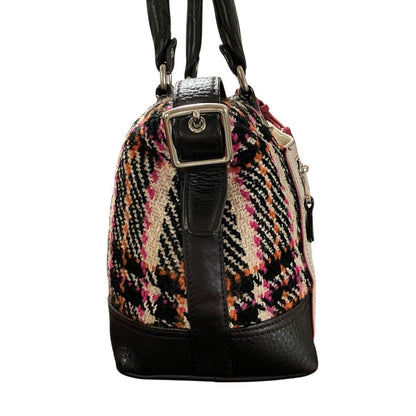 COACH Hand Shoulder Bag Tote Purse 2way 21543 Tweed Leather Multicolor Authentic