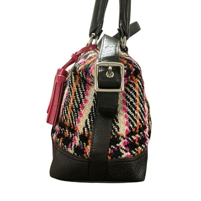 COACH Hand Shoulder Bag Tote Purse 2way 21543 Tweed Leather Multicolor Authentic