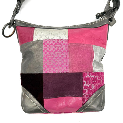COACH Shoulder Bag Purse Signature Patchwork Pink Authentic