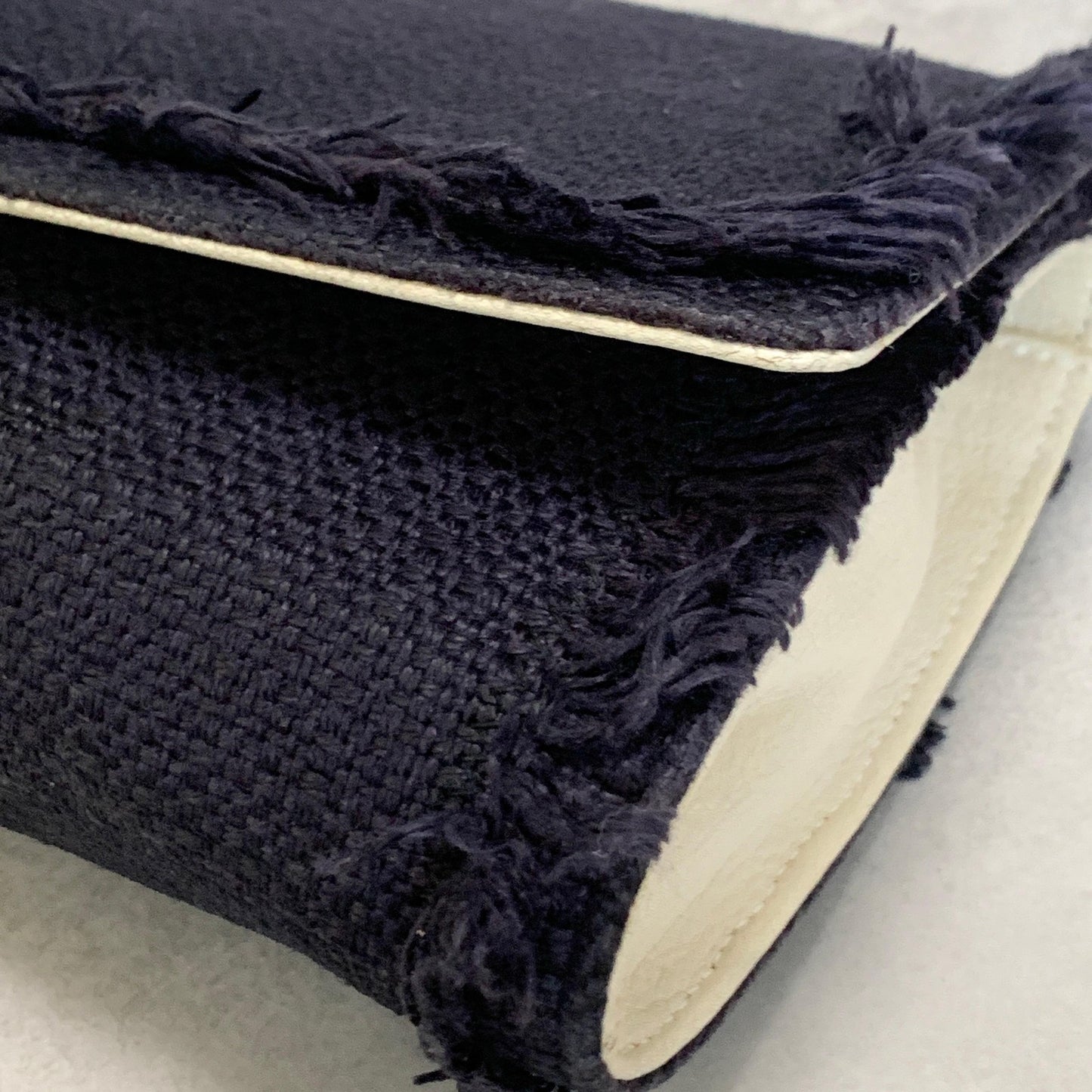 Yves Saint Laurent YSL Clutch Bag Purse Cassandra Handbag Canvas Leather Navy