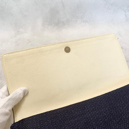 Yves Saint Laurent YSL Clutch Bag Purse Cassandra Handbag Canvas Leather Navy