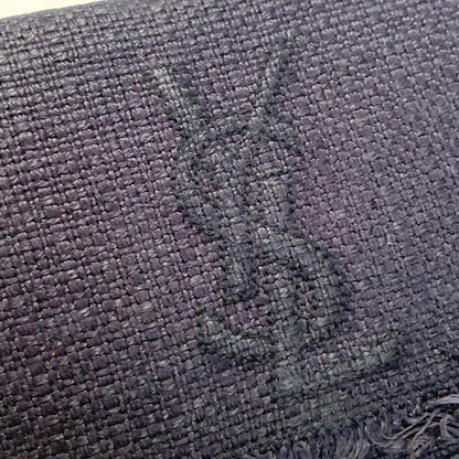 Yves Saint Laurent YSL Clutch Bag Purse Cassandra Handbag Canvas Leather Navy