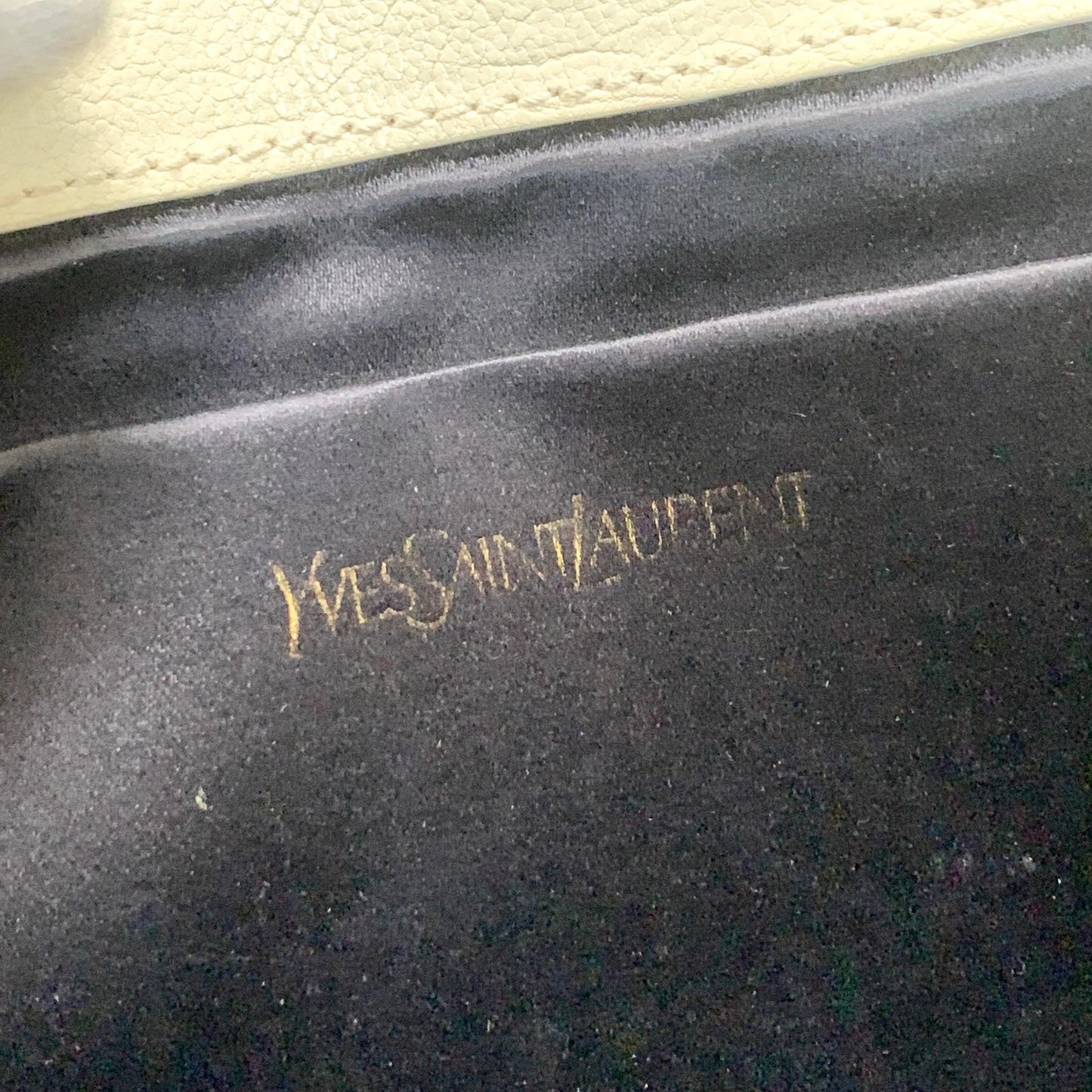 Yves Saint Laurent YSL Clutch Bag Purse Cassandra Handbag Canvas Leather Navy