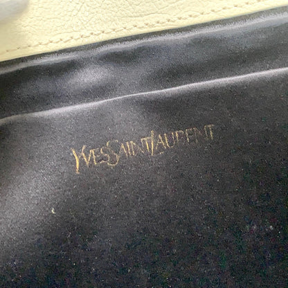 Yves Saint Laurent YSL Clutch Bag Purse Cassandra Handbag Canvas Leather Navy