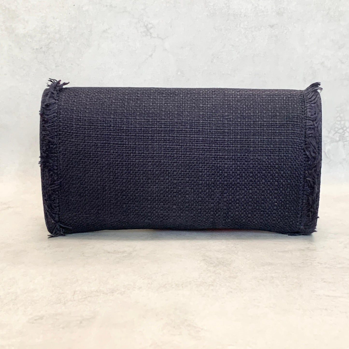 Yves Saint Laurent YSL Clutch Bag Purse Cassandra Handbag Canvas Leather Navy