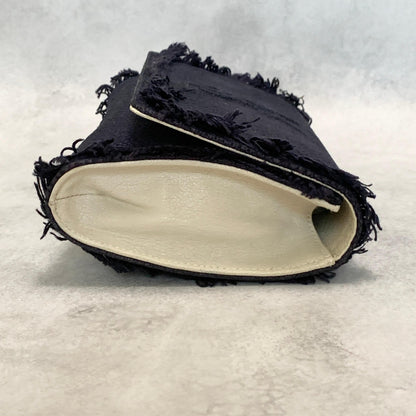 Yves Saint Laurent YSL Clutch Bag Purse Cassandra Handbag Canvas Leather Navy