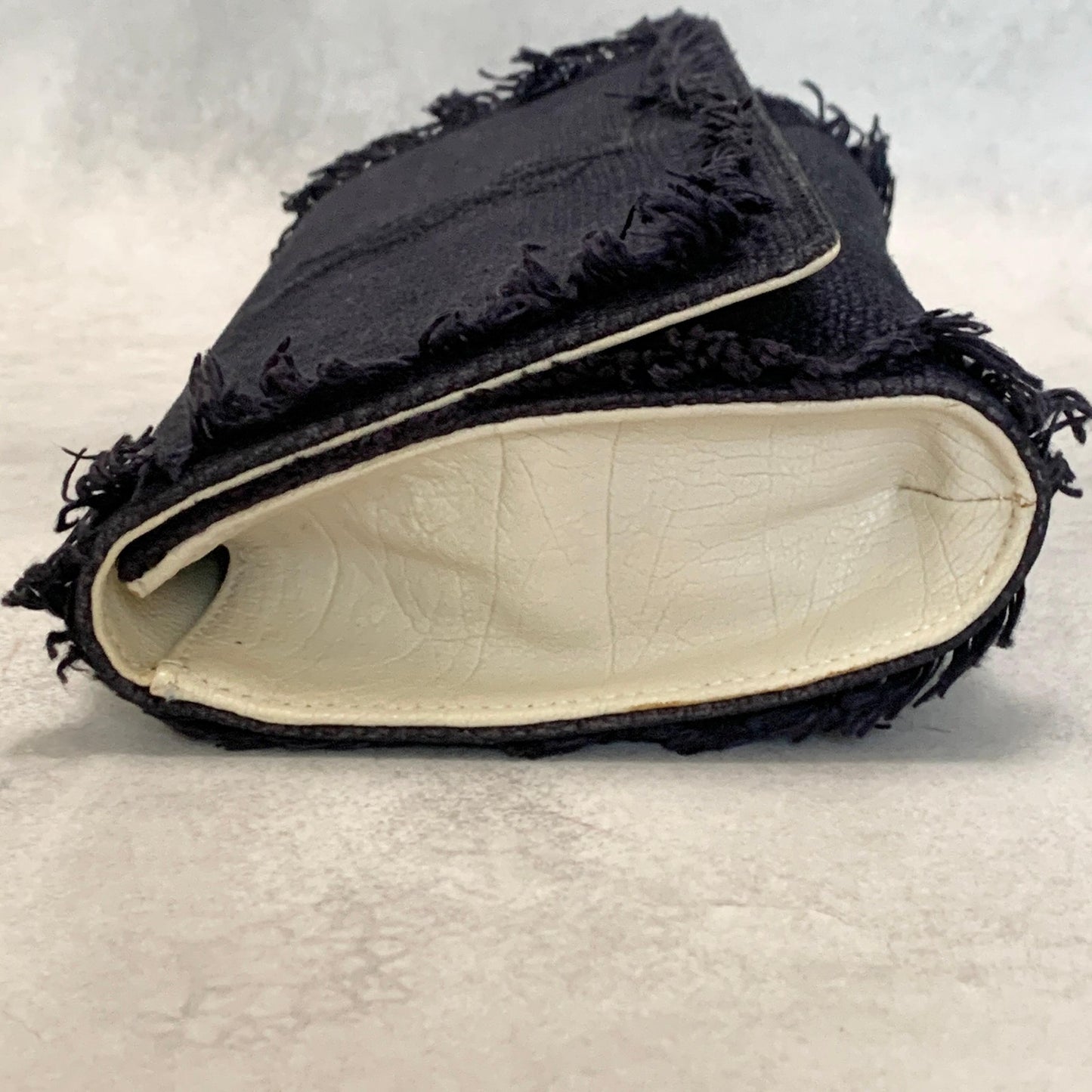 Yves Saint Laurent YSL Clutch Bag Purse Cassandra Handbag Canvas Leather Navy