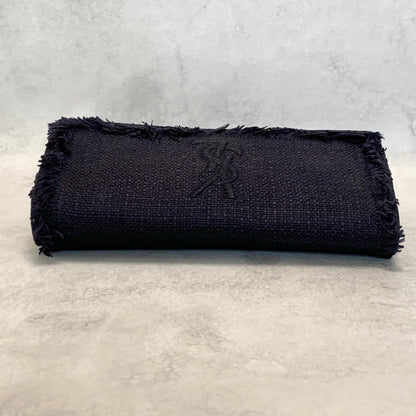 Yves Saint Laurent YSL Clutch Bag Purse Cassandra Handbag Canvas Leather Navy