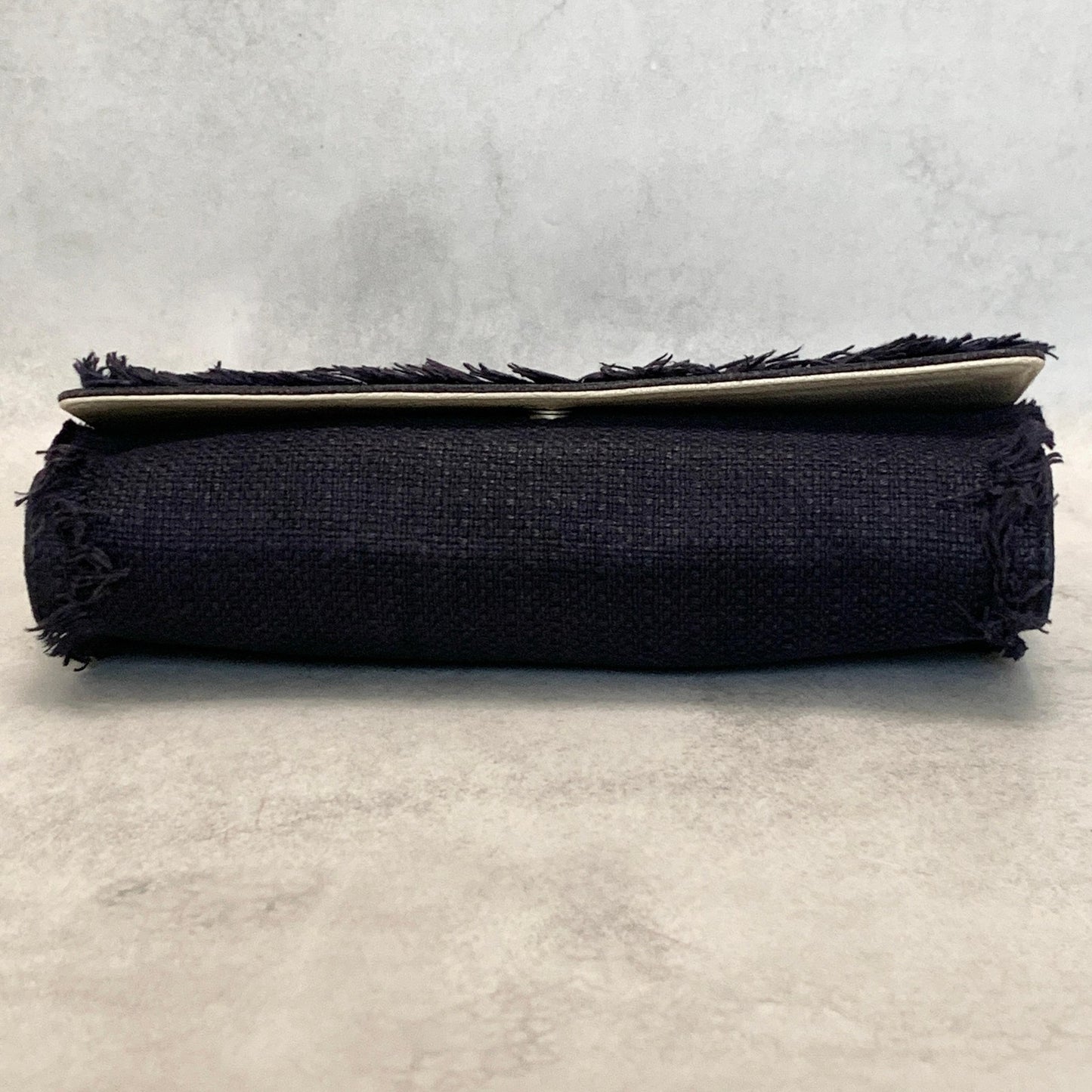 Yves Saint Laurent YSL Clutch Bag Purse Cassandra Handbag Canvas Leather Navy