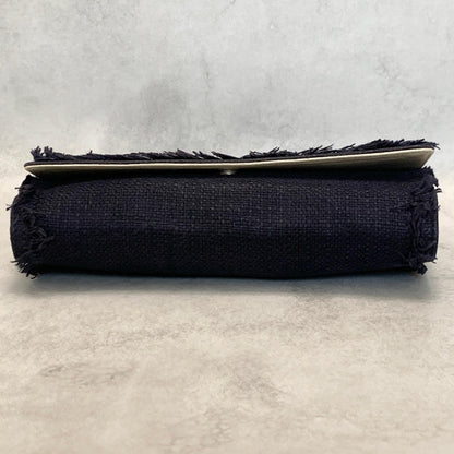 Yves Saint Laurent YSL Clutch Bag Purse Cassandra Handbag Canvas Leather Navy