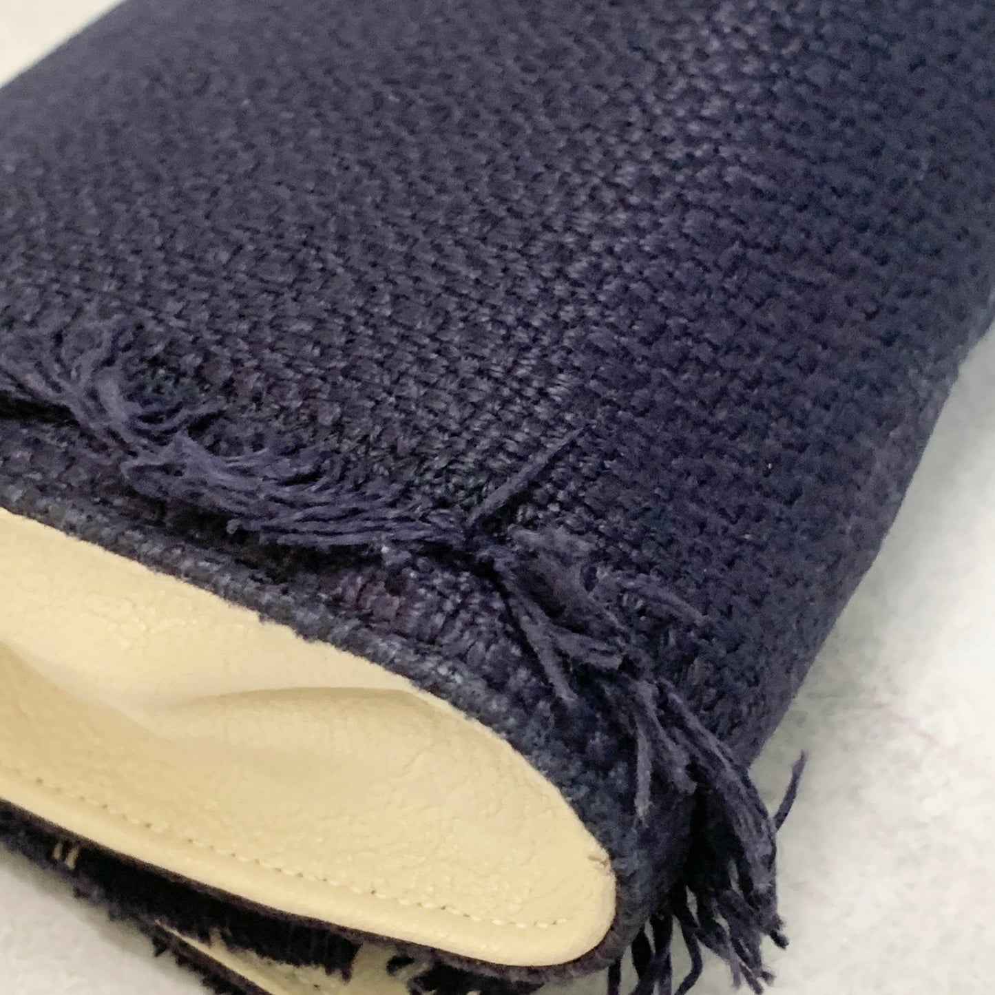 Yves Saint Laurent YSL Clutch Bag Purse Cassandra Handbag Canvas Leather Navy