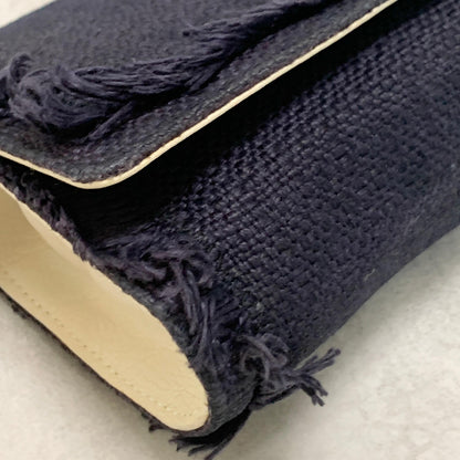 Yves Saint Laurent YSL Clutch Bag Purse Cassandra Handbag Canvas Leather Navy