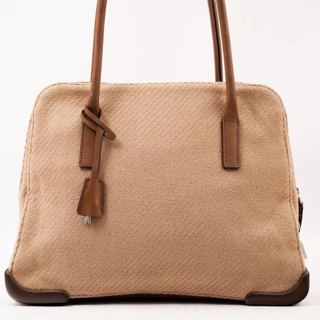 PRADA Hand Bag Tote Purse Wool Authentic