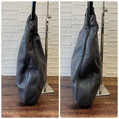 PRADA Hand Shoulder Bag Tote Purse Leather Gray Authentic