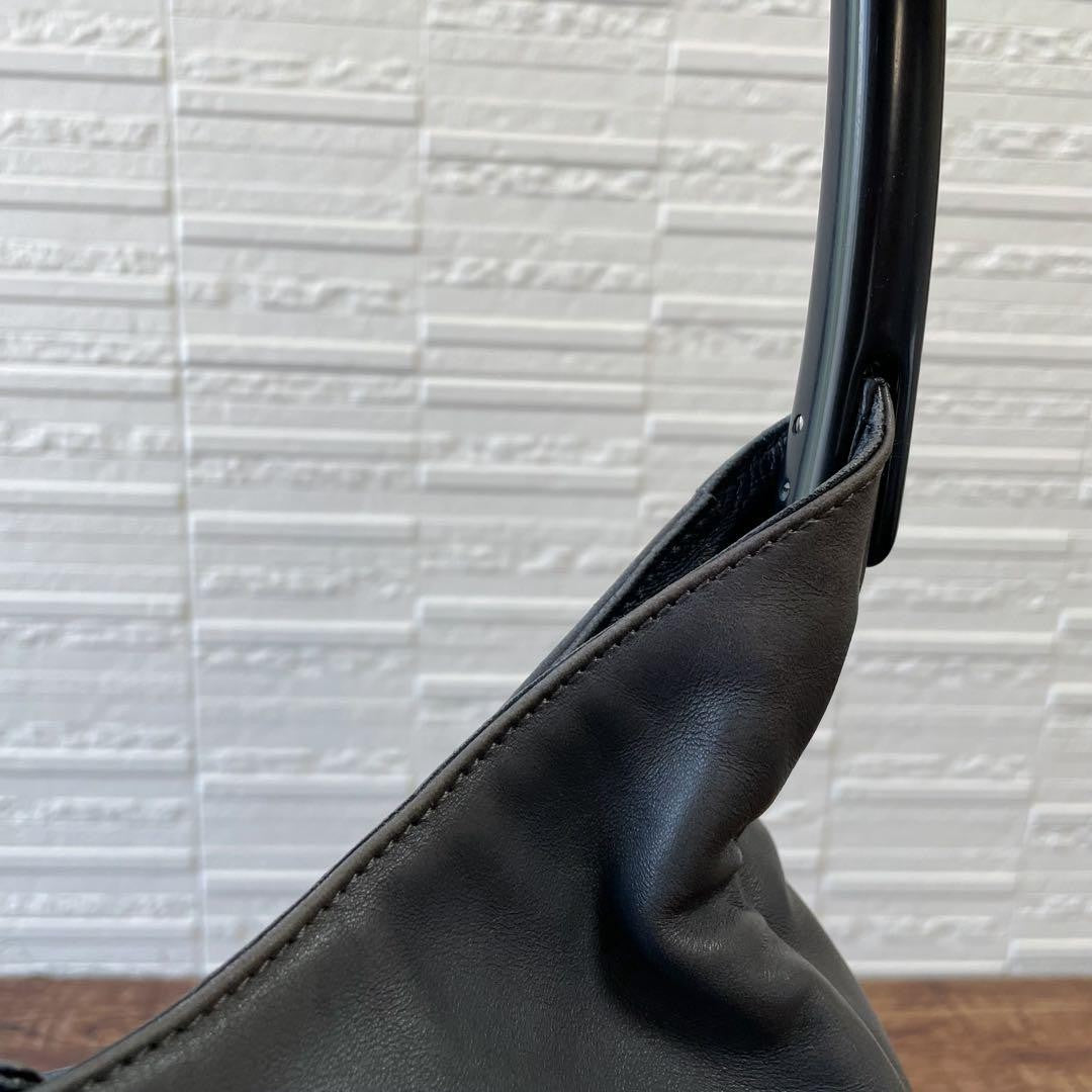 PRADA Hand Shoulder Bag Tote Purse Leather Gray Authentic