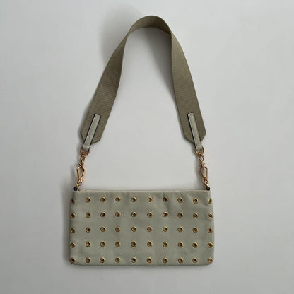 PRADA Shoulder Bag Purse Leather Beige Gold Authentic
