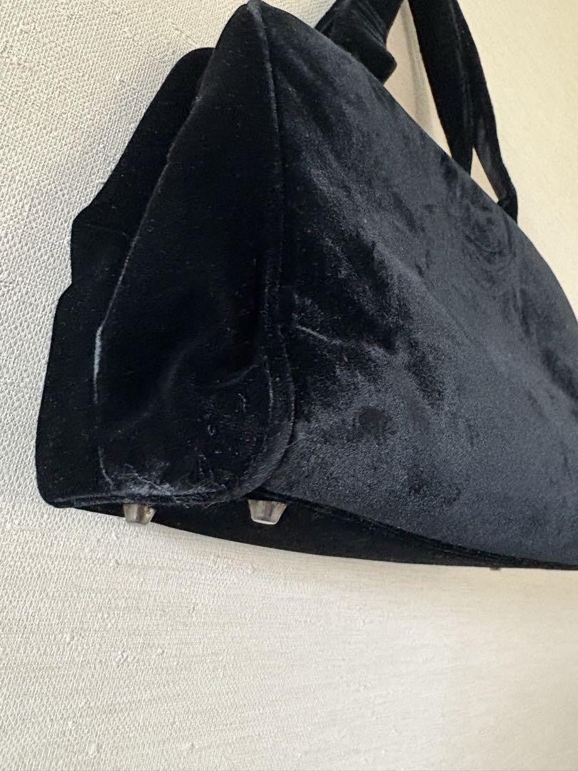PRADA Hand Bag Tote Purse Velvet Black Authentic