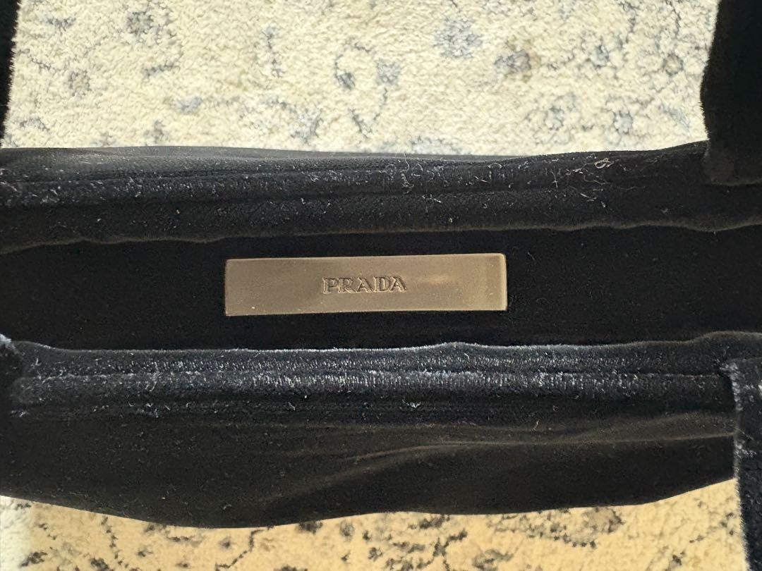 PRADA Hand Bag Tote Purse Velvet Black Authentic