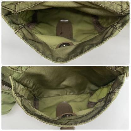 PRADA Backpack Logo Nylon Leather Khaki Brown Authentic