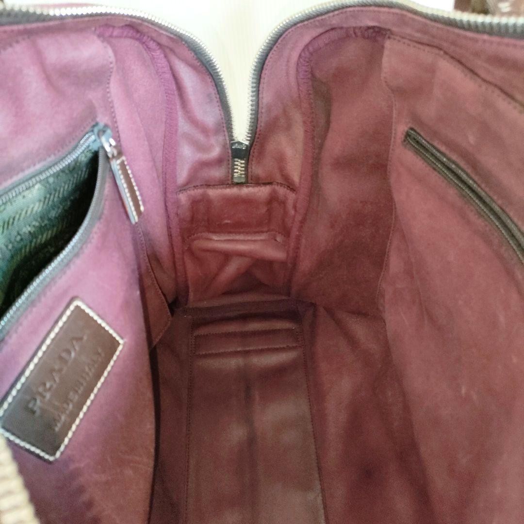 PRADA Hand Shoulder Bag Tote Purse 2way Suede Leather Bordeaux Authentic