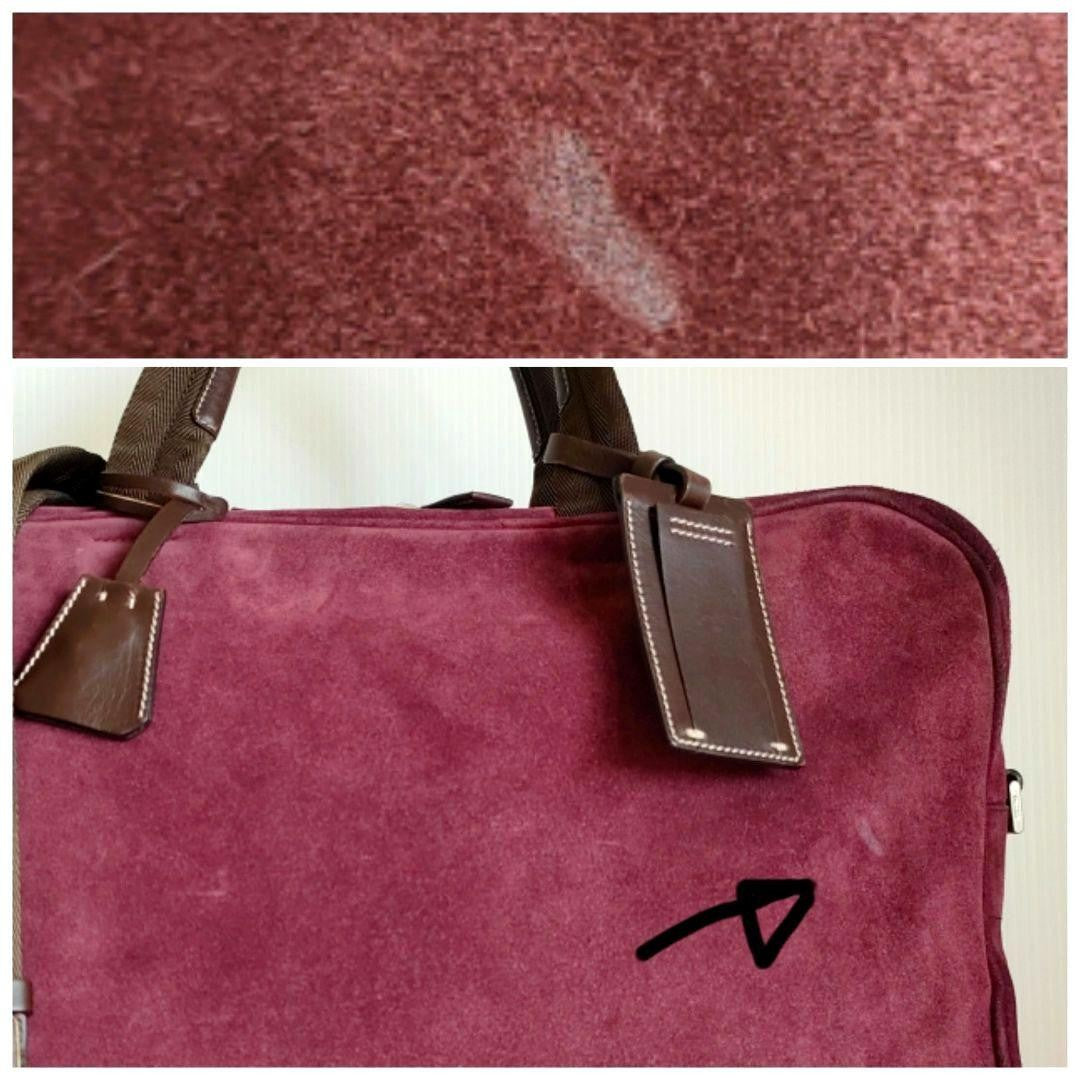 PRADA Hand Shoulder Bag Tote Purse 2way Suede Leather Bordeaux Authentic