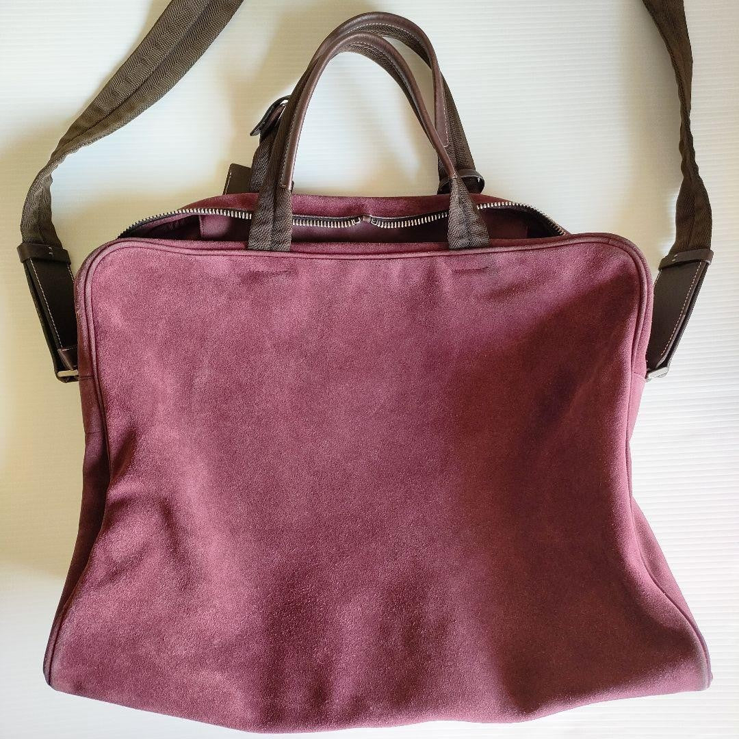 PRADA Hand Shoulder Bag Tote Purse 2way Suede Leather Bordeaux Authentic