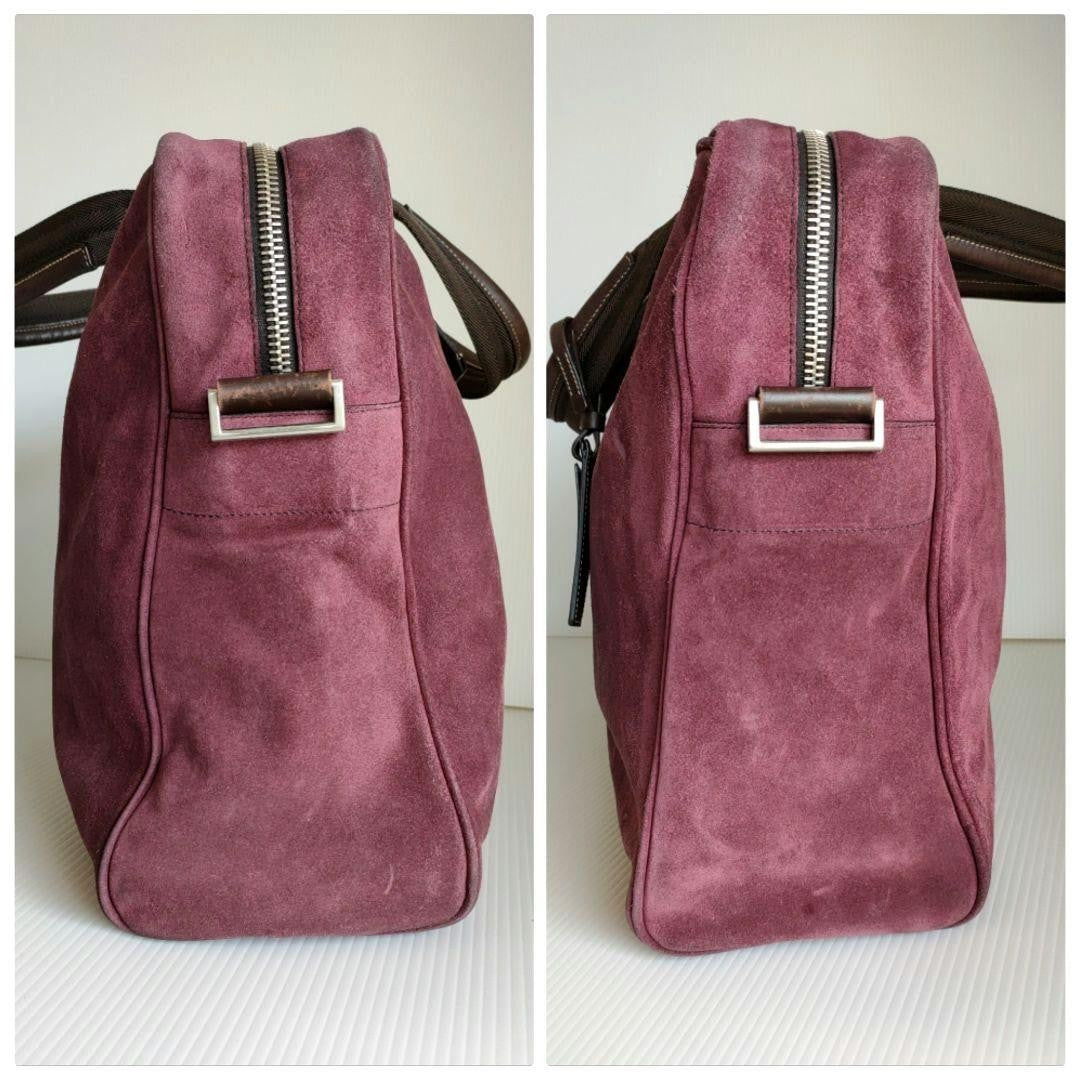 PRADA Hand Shoulder Bag Tote Purse 2way Suede Leather Bordeaux Authentic