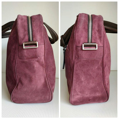 PRADA Hand Shoulder Bag Tote Purse 2way Suede Leather Bordeaux Authentic
