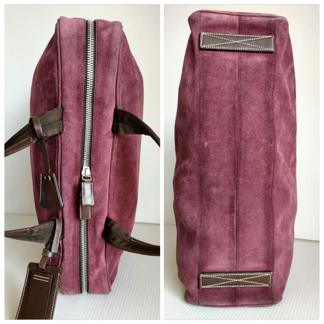 PRADA Hand Shoulder Bag Tote Purse 2way Suede Leather Bordeaux Authentic