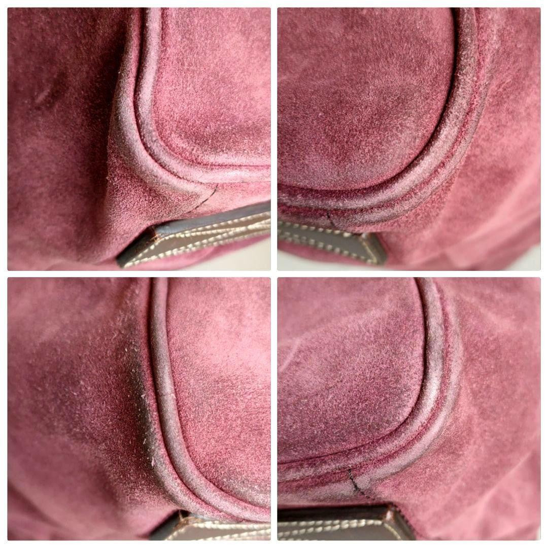 PRADA Hand Shoulder Bag Tote Purse 2way Suede Leather Bordeaux Authentic
