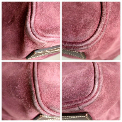 PRADA Hand Shoulder Bag Tote Purse 2way Suede Leather Bordeaux Authentic