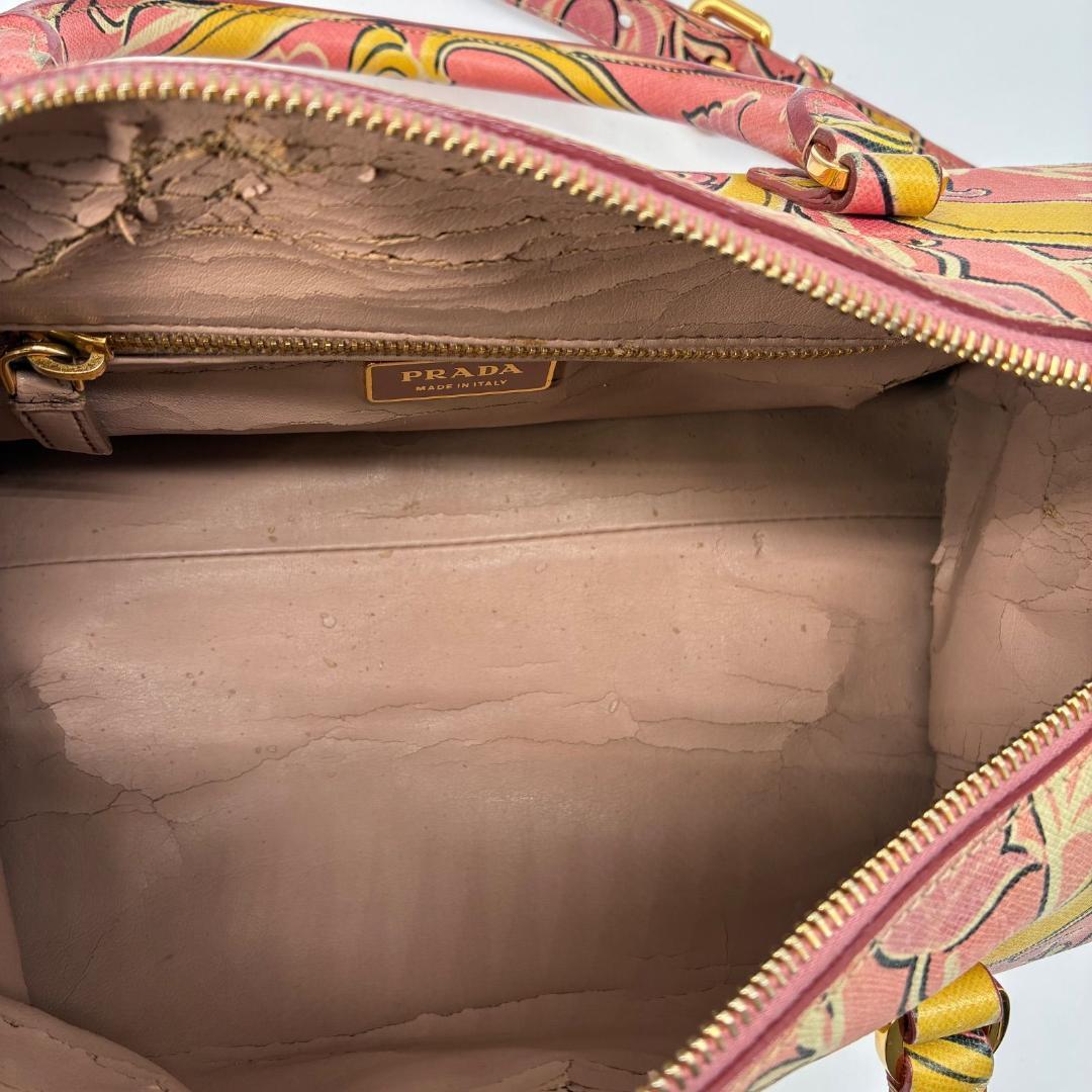 PRADA Mini Boston Shoulder Bag Purse Logo Pink Authentic