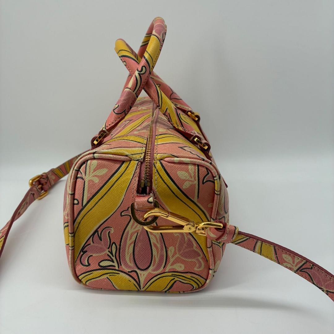 PRADA Mini Boston Shoulder Bag Purse Logo Pink Authentic