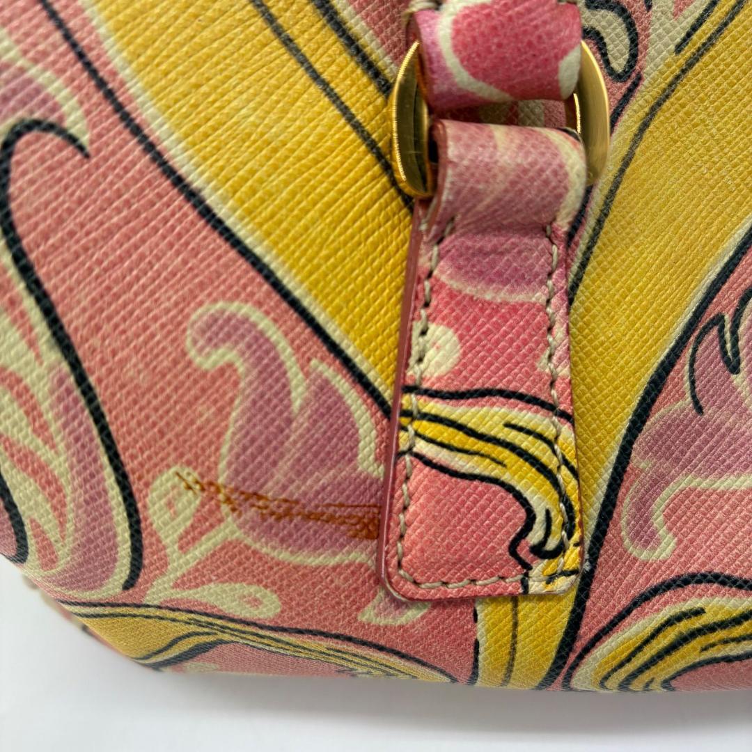 PRADA Mini Boston Shoulder Bag Purse Logo Pink Authentic