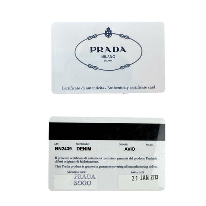 PRADA Hand Bag Tote Purse 2way Logo Canapa Denim Blue Authentic
