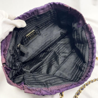 PRADA Hand Bag Tote Purse Logo Nylon Purple Authentic