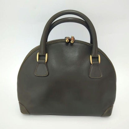 GUCCI Hand Bag Tote Purse Bamboo Leather Khaki Authentic