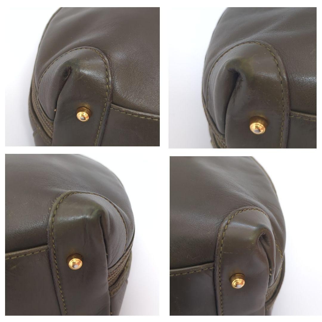 GUCCI Hand Bag Tote Purse Bamboo Leather Khaki Authentic