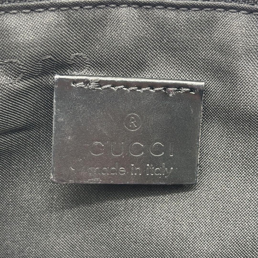 GUCCI Accessory Pouch Hand Bag Tote Purse Suede Black Authentic