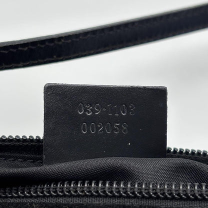 GUCCI Accessory Pouch Hand Bag Tote Purse Suede Black Authentic