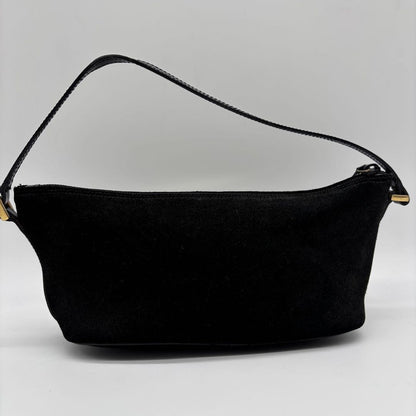 GUCCI Accessory Pouch Hand Bag Tote Purse Suede Black Authentic