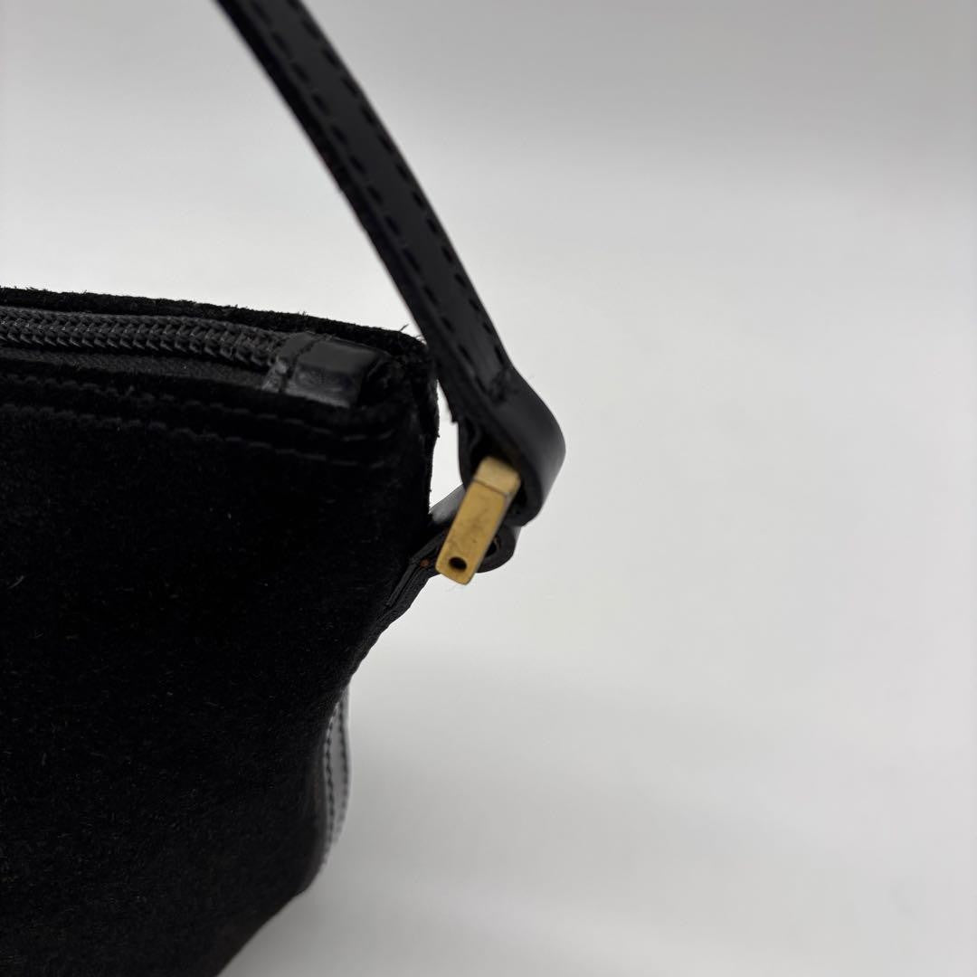GUCCI Accessory Pouch Hand Bag Tote Purse Suede Black Authentic
