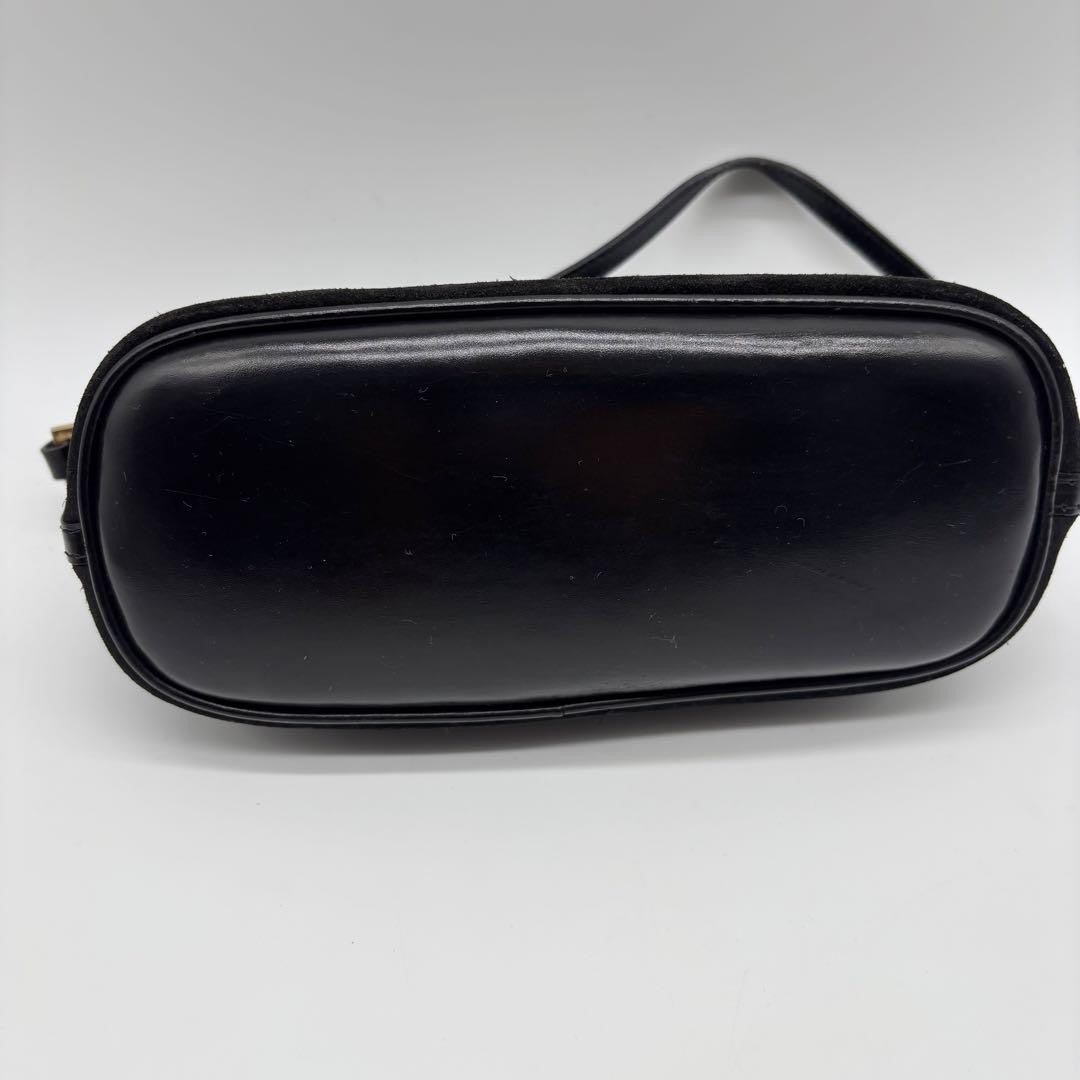 GUCCI Accessory Pouch Hand Bag Tote Purse Suede Black Authentic