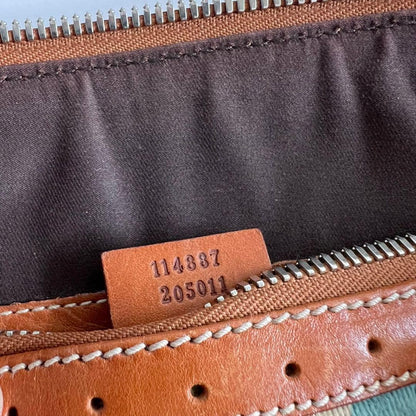 GUCCI Hand Bag Tote Purse Sherry Line Interlocking Beige Brown Authentic