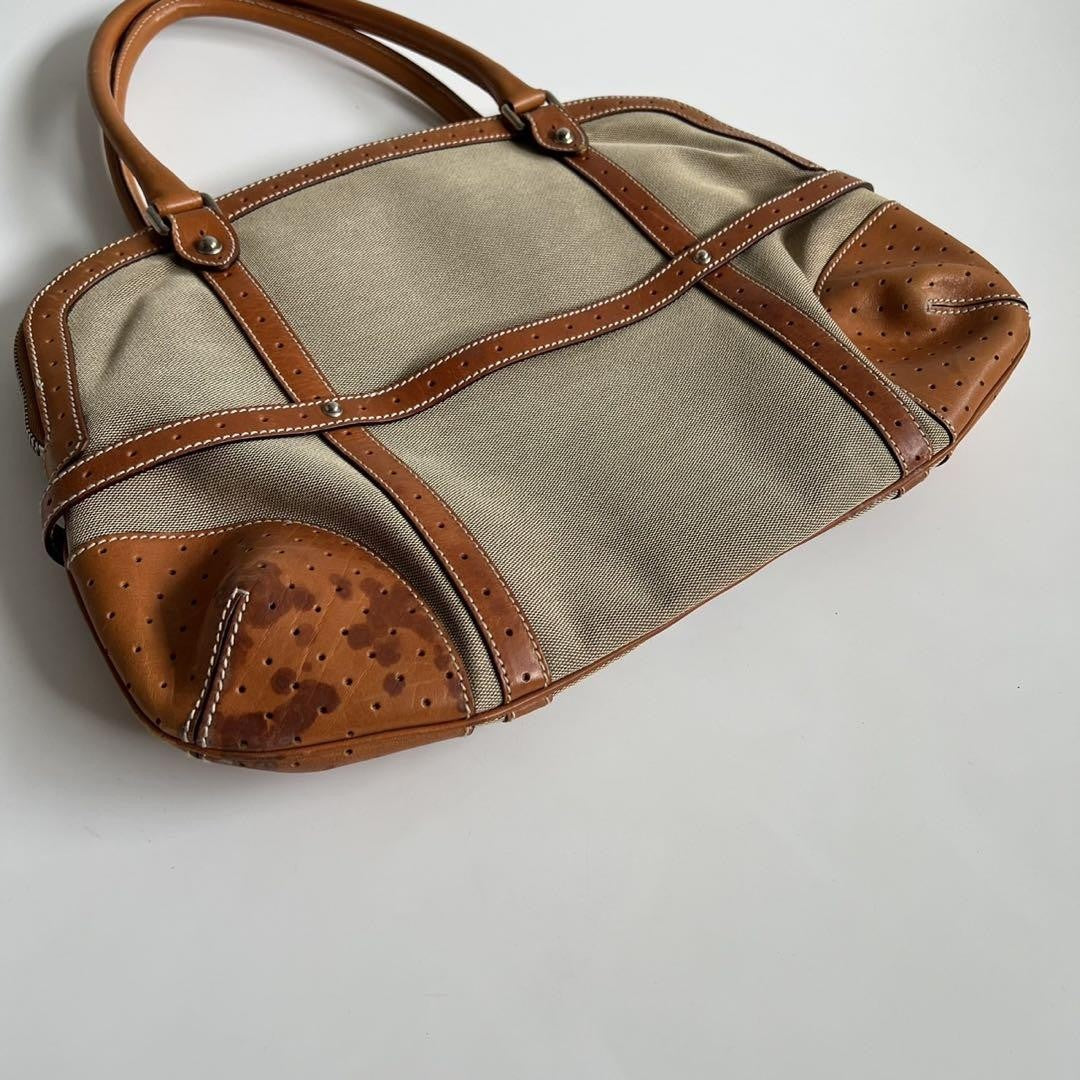 GUCCI Hand Bag Tote Purse Sherry Line Interlocking Beige Brown Authentic