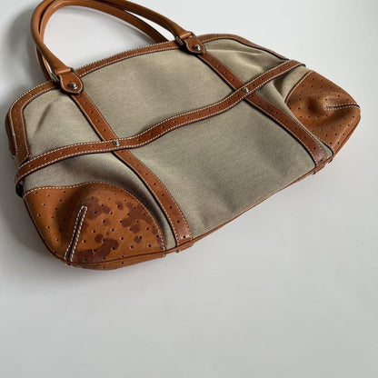 GUCCI Hand Bag Tote Purse Sherry Line Interlocking Beige Brown Authentic