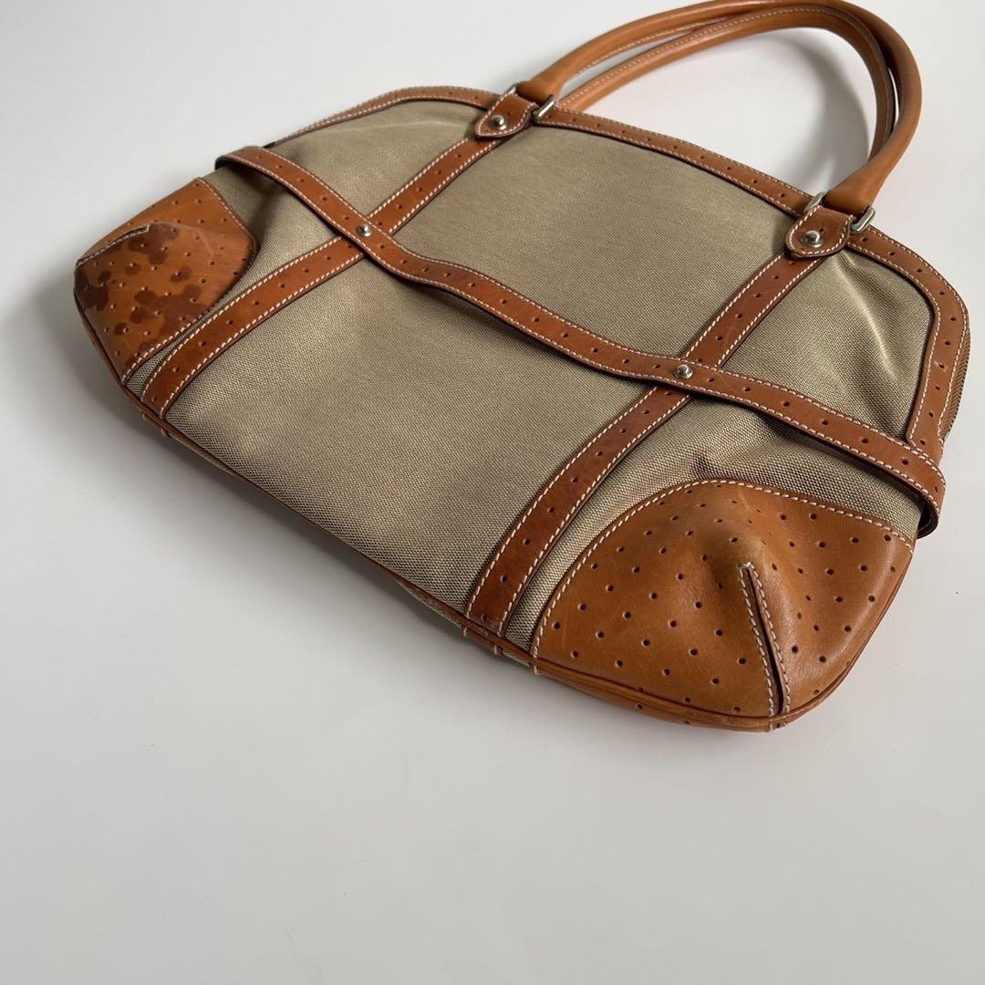 GUCCI Hand Bag Tote Purse Sherry Line Interlocking Beige Brown Authentic