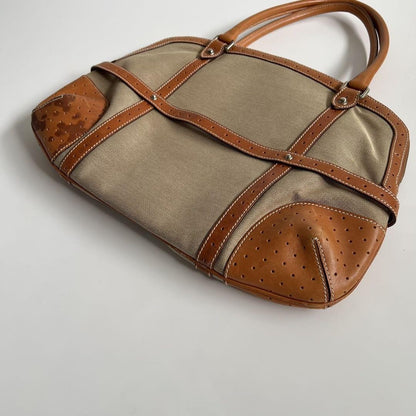 GUCCI Hand Bag Tote Purse Sherry Line Interlocking Beige Brown Authentic