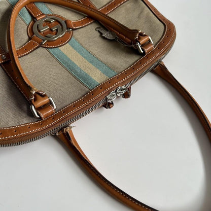 GUCCI Hand Bag Tote Purse Sherry Line Interlocking Beige Brown Authentic