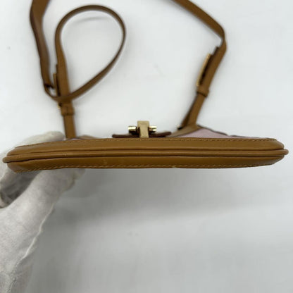 GUCCI Shoulder Bag Purse Leather Suede Light Brown Purple Authentic